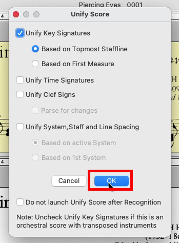 Unify score pop-up